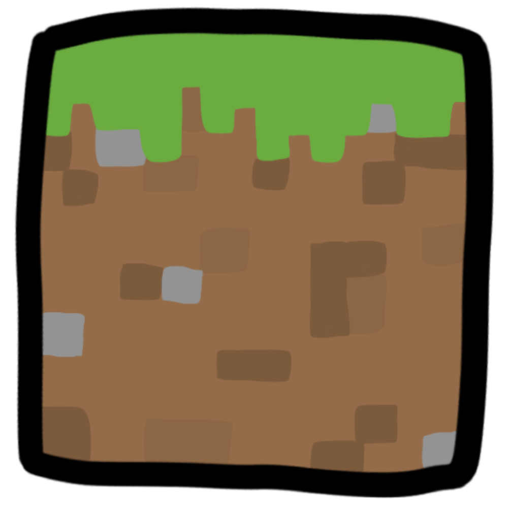 a 2D grass block from the video game minecraft